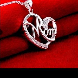 Silver Necklace with Heart shaped Mom Charm